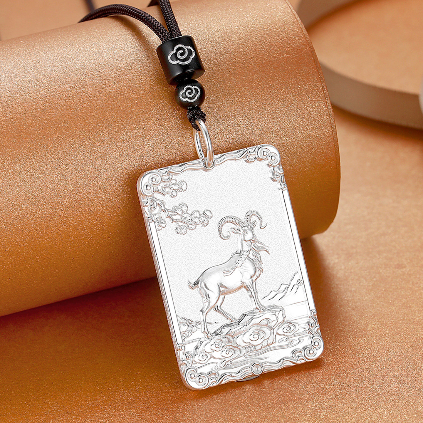 Zodiac Sheep Pendant 999 Pure Silver Men's Vintage Solid Personalized Trendy Male Engraved Silver Medal Zodiac Pendant Necklace