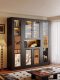 Meishida Vintage-Style Carbon Steel Sideboard Against the Wall with Integrated Storage and Glass Display, Living Room Bookshelf with Iron and Leather Accents
