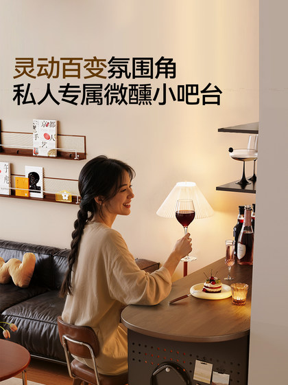 Meishida Vintage-Style Extendable Bar Table with Integrated Sideboard, Small Bar Counter, Living Room Partition Island Table for Small Apartments