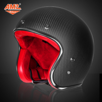 AMZ new carbon fiber 3 4 motorcycle retro helmet for men and women