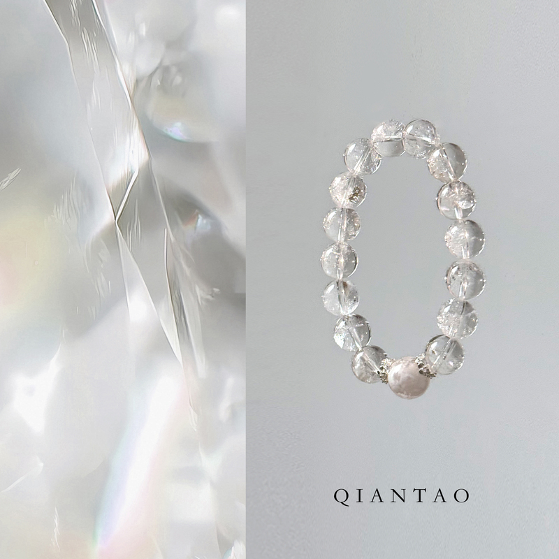 Qiantao「Ice Cloud」Original Chinese-Style Natural High Ice White Crystal White Phantom Girl's Wealth-Attracting Bracelet Gift Qiantao「Ice Cloud」Original Chinese-Style Natural High Ice White Crystal White Phantom Girl's Wealth-Attracting Bracelet Gift