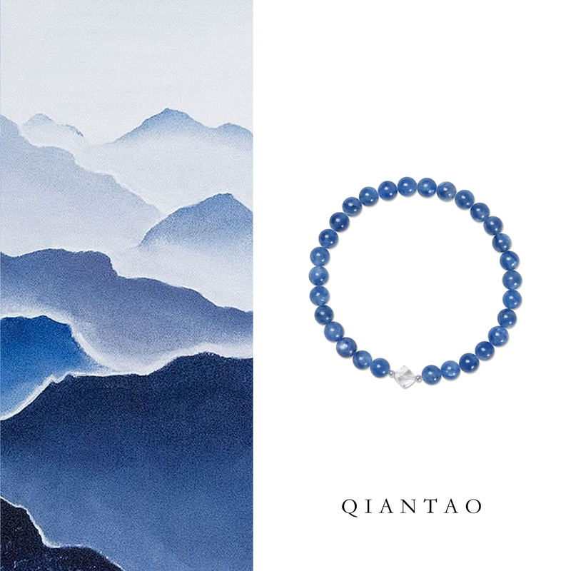Qiantao「Tangling」Original Natural Kyanite White Crystal Bracelet for Women, Meditation Bracelet, Couple Gift