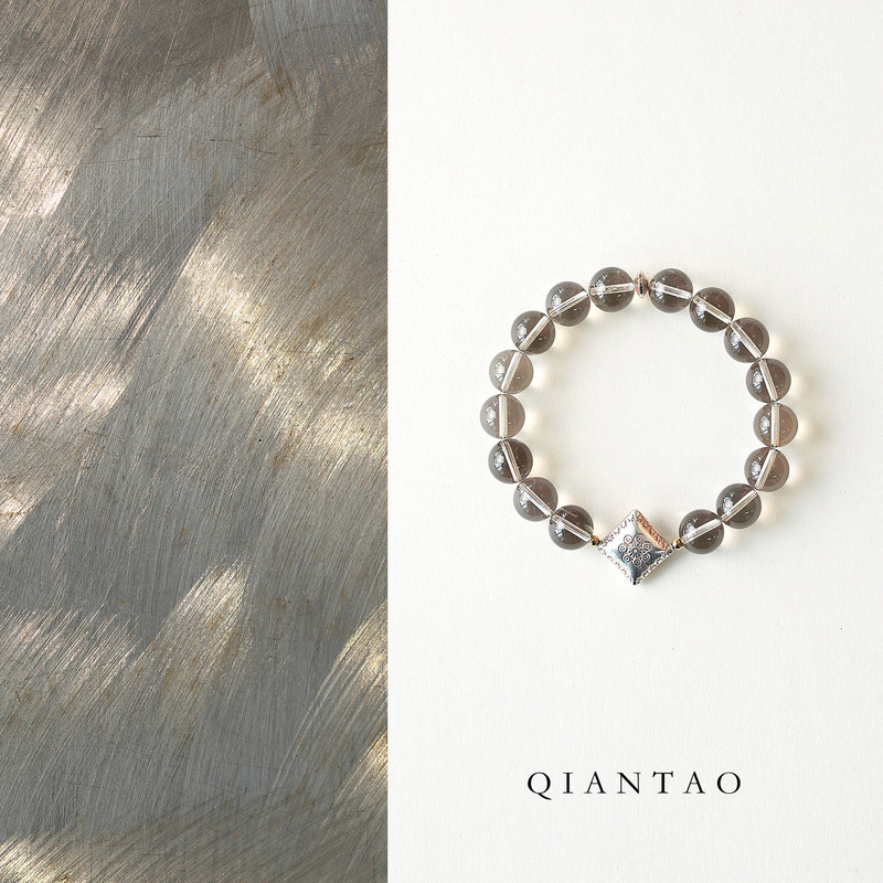 Qiantao「Silver Flakes」Original Chinese Natural Citrine Crystal Bracelet Pure Silver 925 Bracelet Gift for Women