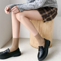 Black socks female midbarrel socks spring heaps of black short socks with small leather shoes spring and autumn thin spring summer pure cotton Lefu shoes