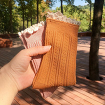 Clearance special price Japanese spring autumn winter new solid color womens socks lace lace retro casual womens middle tube socks