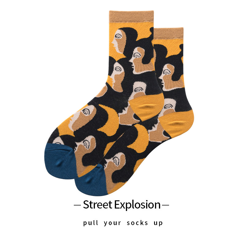 Socks Male Boomers Socks Pure Cotton Middle Tube Trendy Spring Summer Men Tide Card Street Hip Hop Avatar Basketball Skateboard Socks