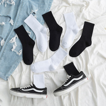 White Long Sox Children of the Silo Socks 100 lapped Korean version ulzzang High Help Autumn Winter Pure Black Long-cylinder Sox Women