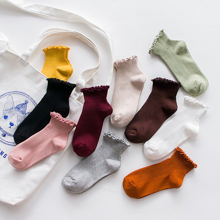 Spring and summer white skeleton socks pine foot base with pure color with small white shoes socks student me