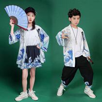 Young kids hip hop street dance suit boy jazz dance retro Chinese clothes show Chinese Dance 61 show suit