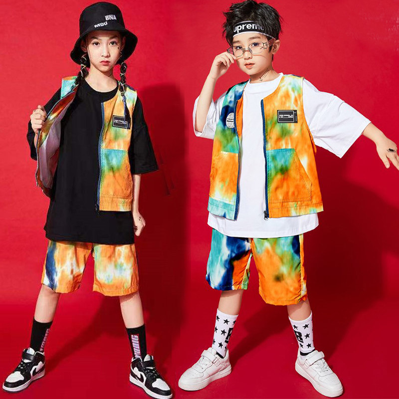 Boys hip-hop street dance clothing girls jazz dance drum practice performance clothing pure cotton children's three-piece fashion brand