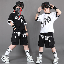 Boy hip-hop street dress girl black and white sports suit pure cotton children jazz shelf drum 61 show suit