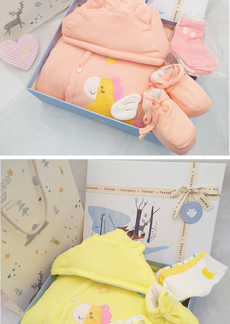 Hộp quà tặng trẻ sơ sinh cotton một mảnh romper bông romper nam và nữ bé quà trăng tròn quà tặng trăm ngày quà mùa thu và mùa đông set hộp quà tặng sơ sinh dành cho bé yêu