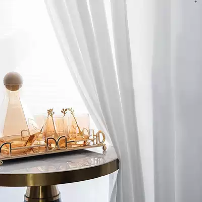 White gauze curtain yarn transparent to people Chiffon shading balcony living room bedroom window sand curtain