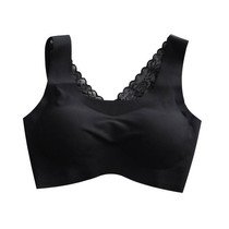 Ice silk no rim beauty back breast bandeau small chest gathered underwear Womens lace sexy vest bra thin section