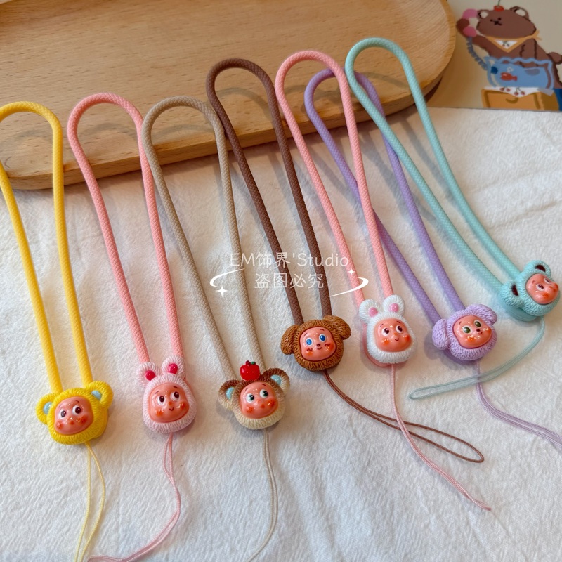 Cartoon Star Character Phone Lanyard Anti-Loss Silicone Wristband USB Flash Drive Pendant Ccd Keychain Earphone Bag Accessory Chain