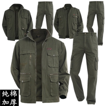 Spring and autumn long sleeve welding work clothes set men's cotton auto repair labor protection clothes wear-resistant canvas mechanical tooling