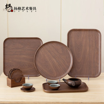 Imitation wood grain melamine put teacup cup tray Rectangular large household simple snack tray Commercial plastic tray