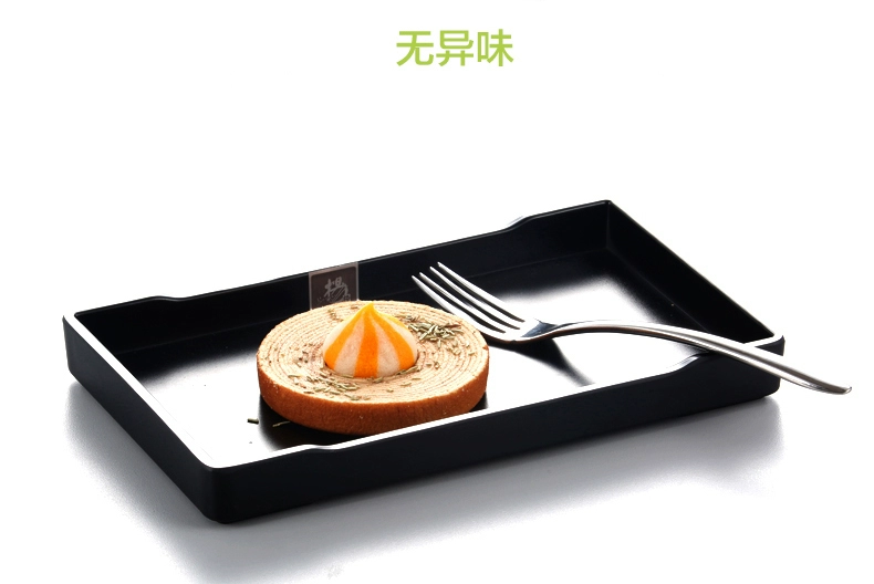 Melamine khay hình chữ nhật Châu Âu khay trà cốc phòng khách sạn nhựa chống trượt tấm sáng tạo bộ đồ ăn melamine - Đồ ăn tối đĩa tròn