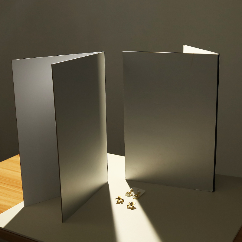 Photography Cardboard Foldable Light Reflector Still Life Product Decoration Shooting Props Standing Thickened Double-Sided Silver Black White Matte Light-Absorbing Reflection Board Large Jewelry Food Photography Background Board