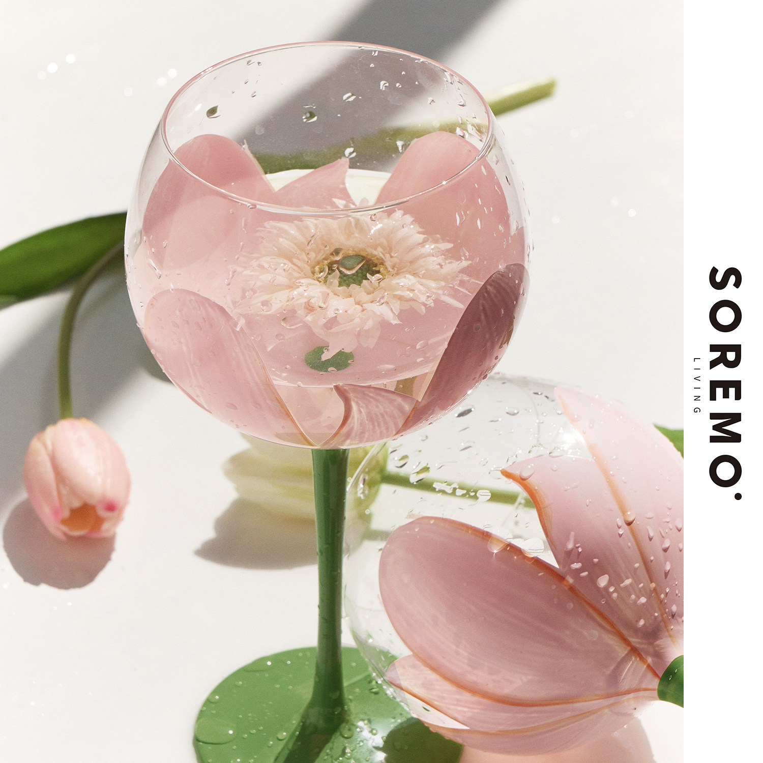 SOREMO Medieval Tulip Red Wine Glass High Foot Cup Wine Glass Hand Drawing Ins Birthday Gift Crystal Glass