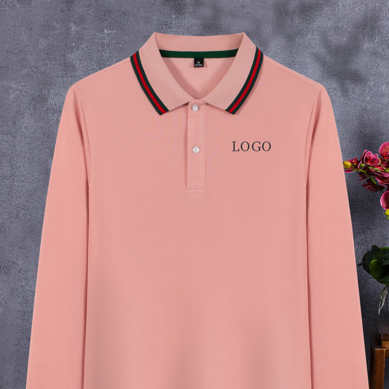 Long sleeve polo shirt customized print character logo culture diy collage fashion turned collar working clothes T-shirt for embroidery