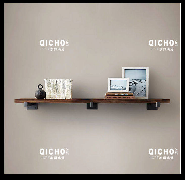 Retro-Lined Partitions Solid Wood Wall Shelving Wall Shelving Wall Cabinet Wall Wall-mounted Creativity Bookcase Onboard Case Shelf