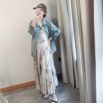 Ziyus homemade spring clothing for pregnant women spring new fashionable maternity dress suit loose washed denim jacket