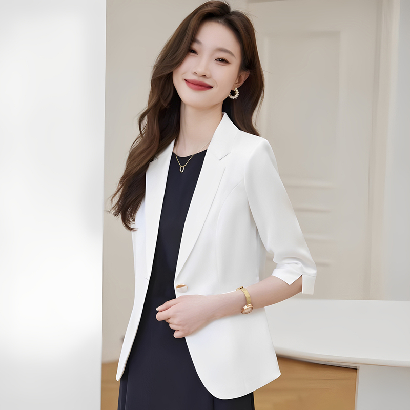Summer Thin White Blazer for Women 2026 New Style High-End Mid-Sleeve Suit Dress Professional Suit
