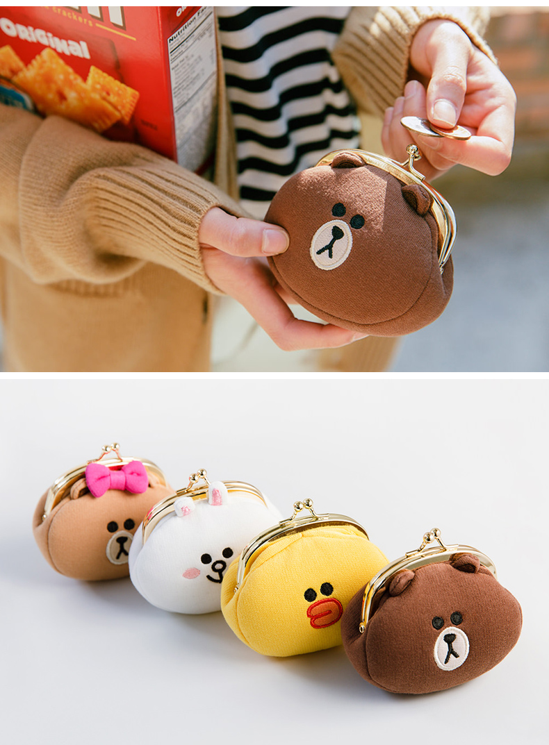 LINE FRIENDS Brown Bear Coin Purse Anime Kim loại ngoại vi Nút kim Coin - Carton / Hoạt hình liên quan ảnh sticker