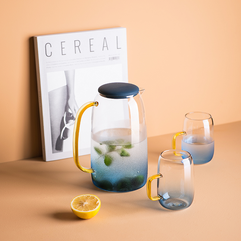 Cold Water Pot Glass Kettle High Temperature Resistant Cool Water Cup Home Teapot Cool White Open Water Cup Suit Large Capacity Cold Water Pot