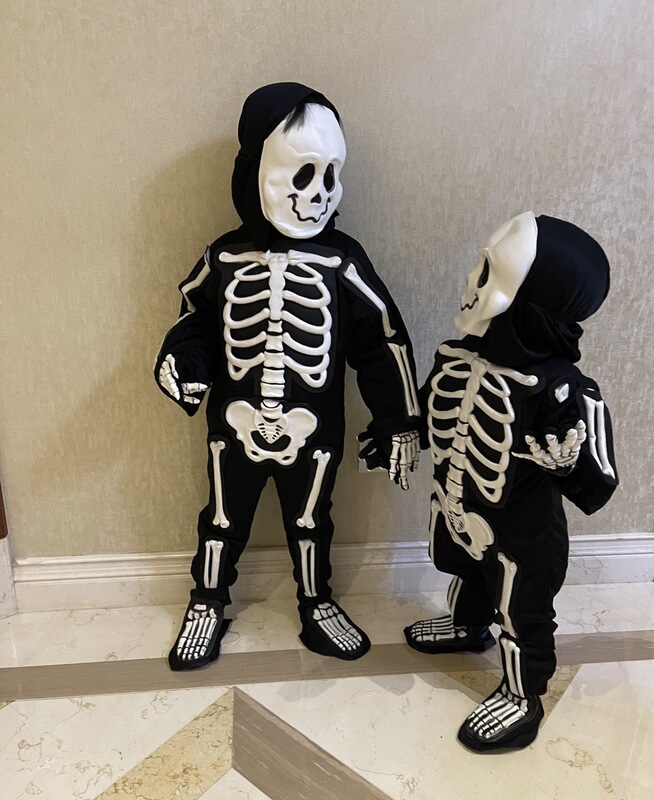 American Genuine Halloween Costumes for Kidsren and Toddlers, Scary Skeleton Costumes, Zombie 3D Stereo Party Performance Clothes