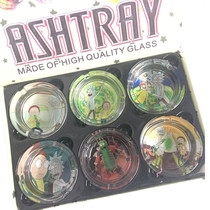 Creative Rick Morty Glass Ashtrays Home Living Room Decoration Suit Thickened Ashtrays 6 Clothes