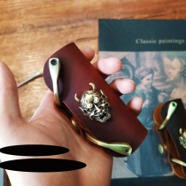 Handmade pure leather key bag mens leather head layer Crazy Horse leather personality creative men and women home key bag retro simple