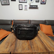 Genuine leather chest bag mens bag old retro trendy shoulder bag multi-functional Korean version waist bag vegetable tanned cowhide backpack messenger bag