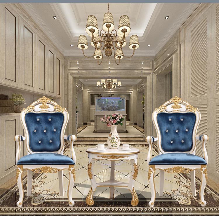 European-style dining chairs sample house display center beauty salon photo studio reception chair negotiation table and chair combination three-piece solid wood furniture spot