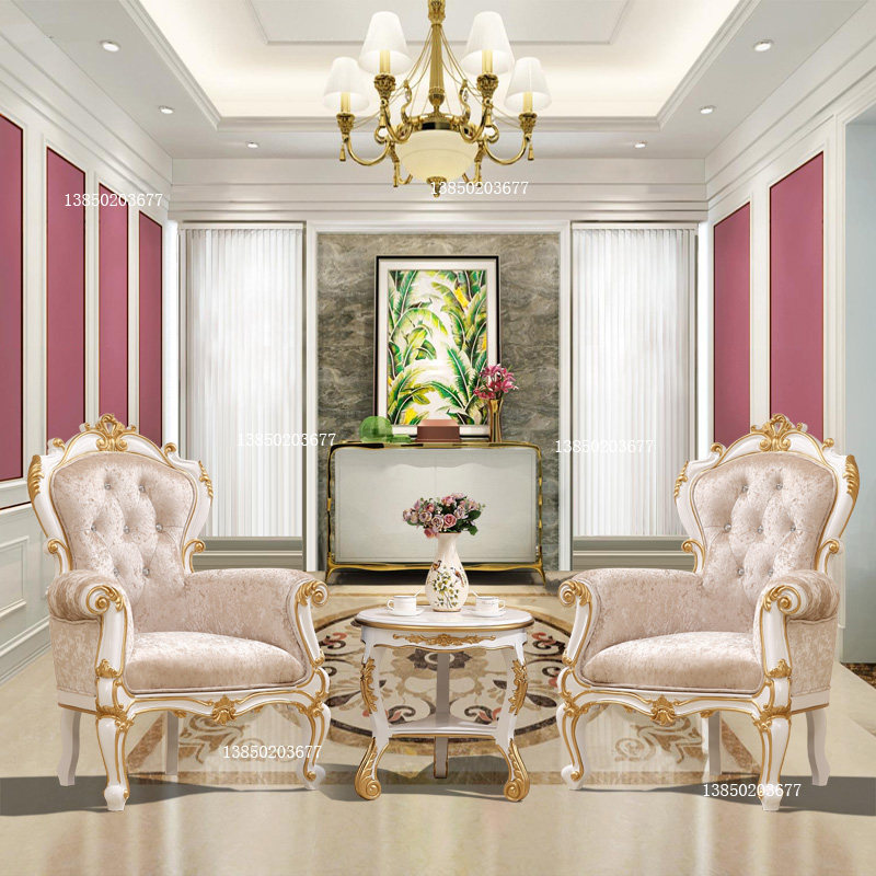 European style sofa chair bedroom leisure chair small apartment single sofa solid wood tiger chair reception negotiation chair