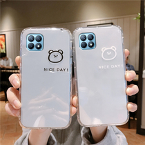 Japanese and Korean English bear opporeno4PRO mobile phone case reno3 silicone reno2 soft shell reno4SE transparent renoz anti-fall 2z couple reno ten