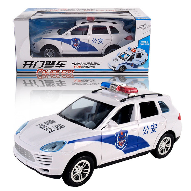Young children shake-up electric belt music universal police car toy car 6 months boy 1-2-3 year old open door small car