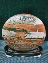 Guangxi Liuzhou Qishi grass flower stone Chinese painting stone picture viewing stone ornaments round screen ornaments round complete collection