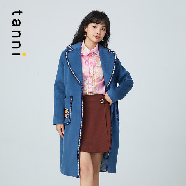 Tanni Korean woolen coat double-sided wool Klein blue coat ladies TI31CO030A