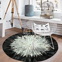 Moxi Brazil imported pure handmade stitching cowhide carpet custom computer chair round study desk round carpet