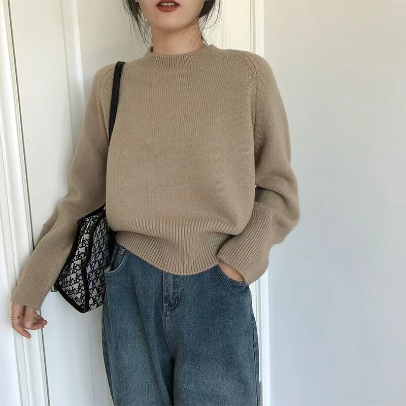 Loose Cover Sweater Woman Autumn Winter Long Sleeve Round Lead Knit Cardigan Design Sensation Small Taller And Goat Sweatshirt 2021 Tide