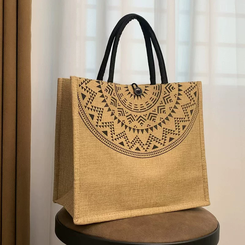 Сумка из льна, вместительная брендовая сумка для покупок