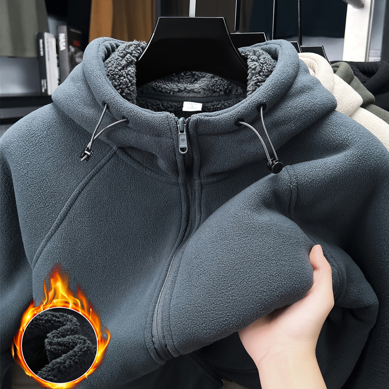 Outlet Clearance Genuine Fleece Sweatshirt Men's Hooded Cardigan Winter New Lamb Fleece Jacket Men's Plus Size Outlet Clearance Genuine Fleece Sweatshirt Men's Hooded Cardigan Winter New Lamb Fleece Jacket Men's Plus Size