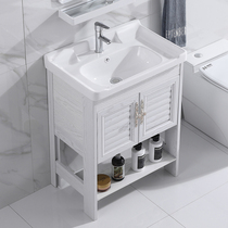 Wash basin Floor-to-ceiling combination cabinet Balcony Ceramic one-piece washbasin Small apartment simple bathroom bathroom cabinet