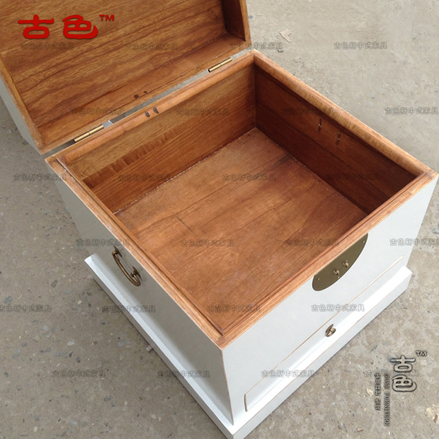 Patina Trung Quốc đồ nội thất cổ hộp chính thức bàn cà phê gỗ lưu trữ hộp gỗ cổ điển bàn đầu giường hiện đại góc vài khóa hộp - Cái hộp thùng gỗ sồi nhập khẩu