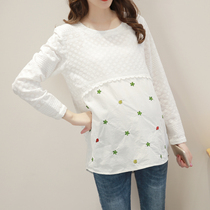 Pregnant women T-shirt autumn new long-sleeved top Korean version of large size loose fashion Joker cotton body shirt