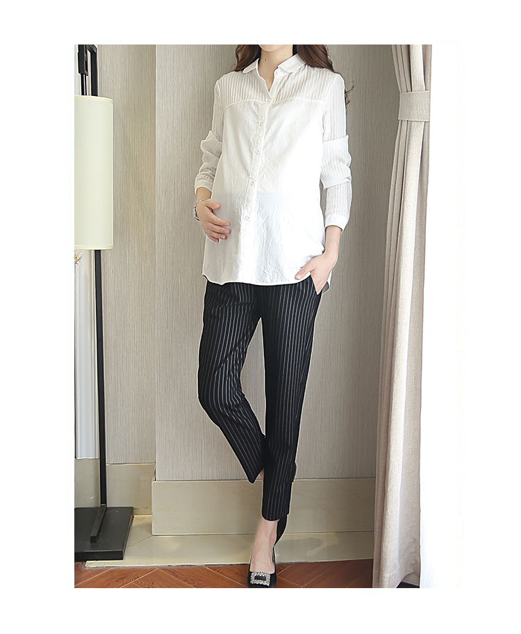 Áo bà bầu xuân hè 2019 mới thời trang cotton áo dài tay chuyên nghiệp mang bầu cho bà bầu hai dây đầm bầu công sở dáng dài