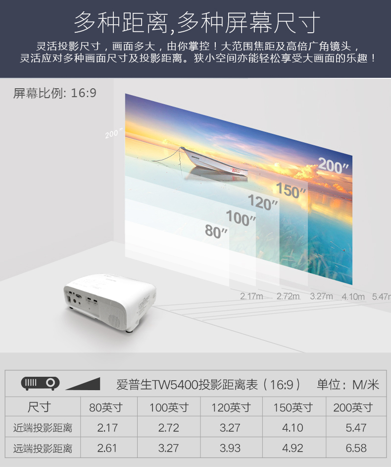 Máy chiếu gia đình Epson CH-TW5400 true 1080P rạp hát tại nhà 4k Máy chiếu Bluetooth 3D full HD - Máy chiếu
