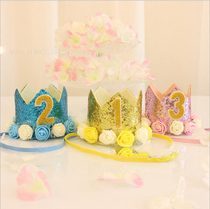 Children Party Birthday Hat Year Old Digital Creative Flowers Crown Birthday Hat European And European New Full